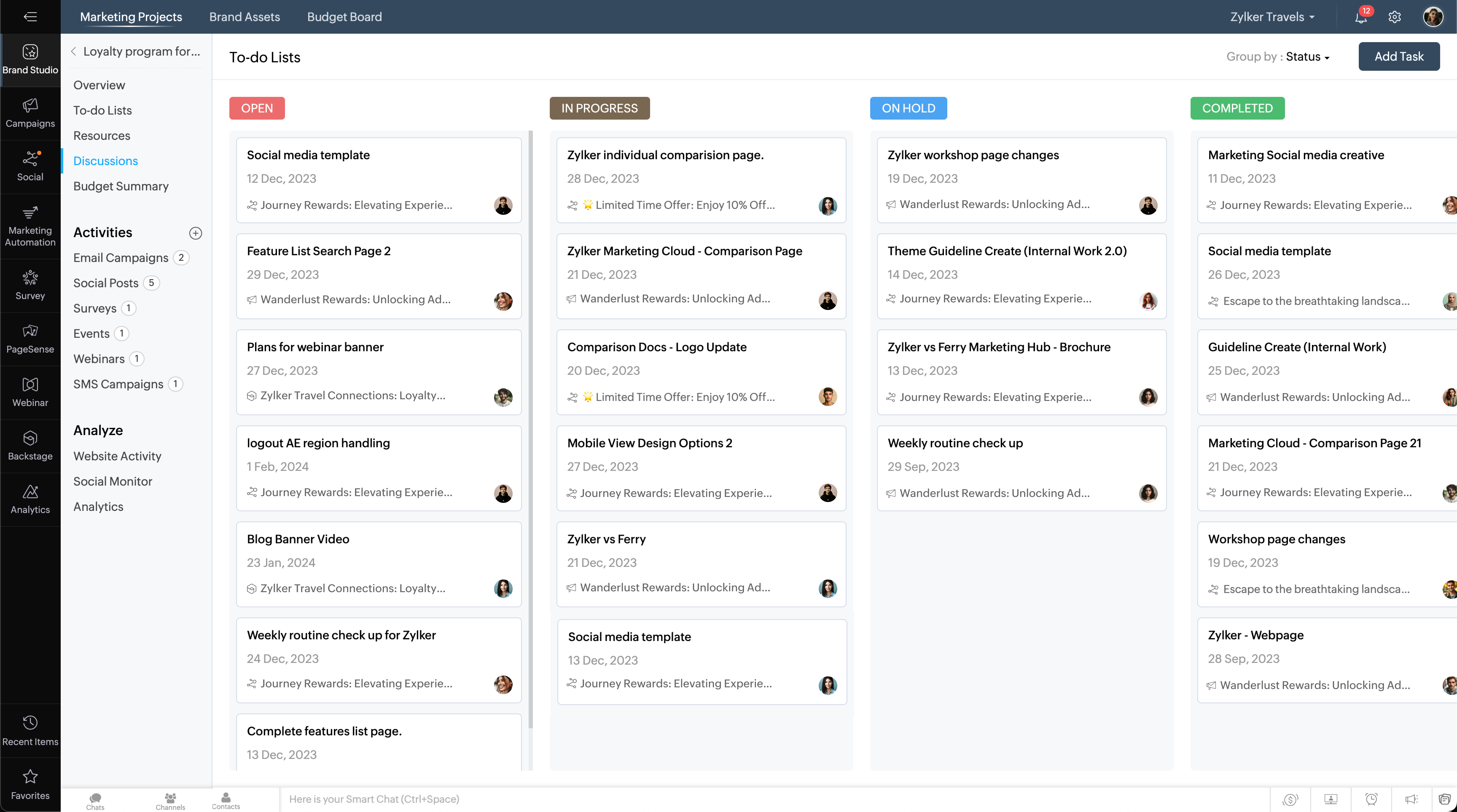 screenshot of Zoho Marketing Plus